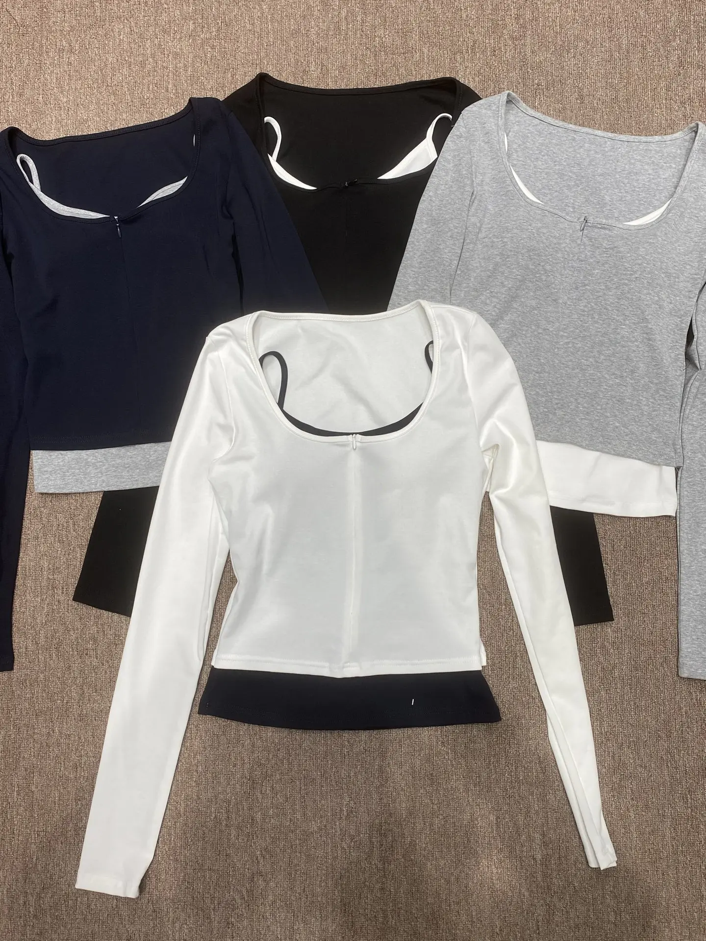 

Faionable Slimming U-Ne Long Sve Women's Top And Vest Two-Piece Set Ele Sle Knitted Commute Wind Pure Desire