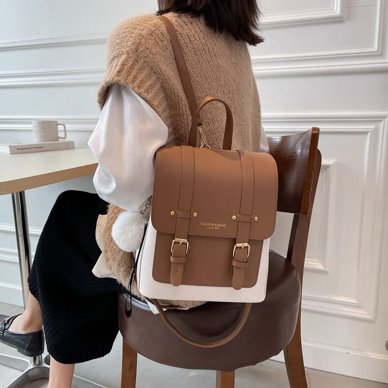 

PU Leather Backpack Women Vintage Style Fashion Shoulder Bag Casual Daypack for Travel Daily Commuting Use Bags For Women