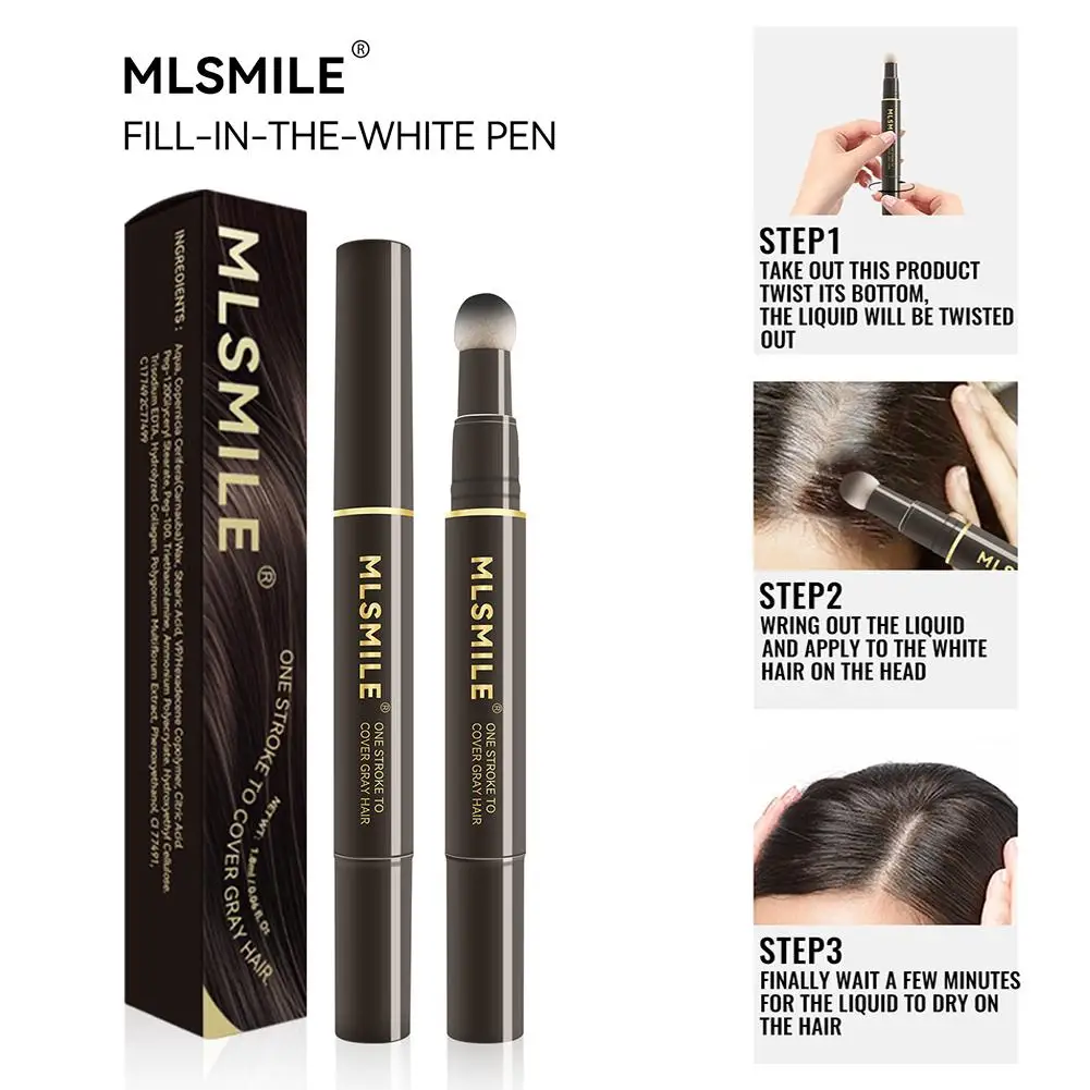 Black Hair Dye Pen One-time Temporary Hair Dyeing Stick Styling Grey Hairs Cover White Makeup Tools Hair Fill In Coloring C9J7