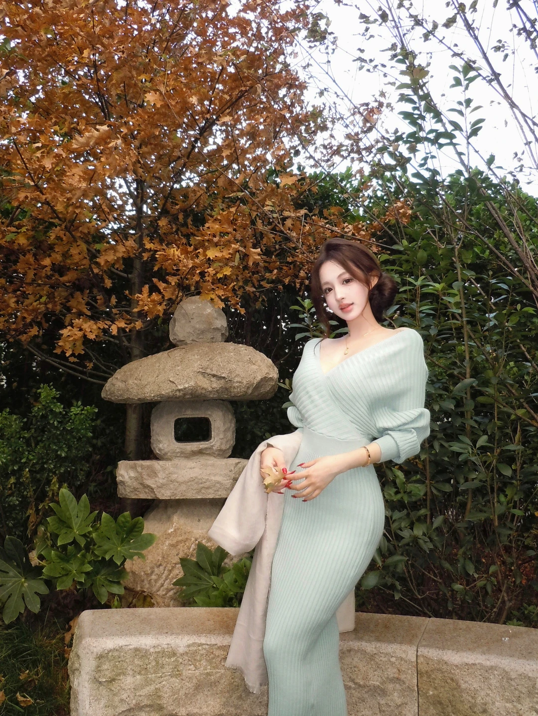 Feminino com decote em v malha manga longa bodycon vestido sexy volta recorte com nervuras camisola vestido outono coreano na moda escritório senhora outfits