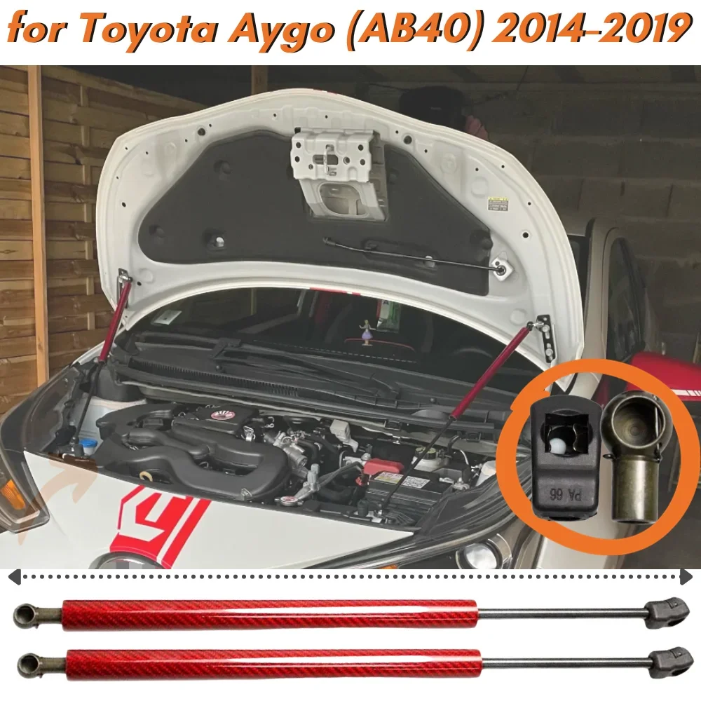 

Кол-во (2) стойки капота для Toyota Aygo (AB40) 2014-2019, передние газовые пружины капота, подъемники, опоры, амортизаторы, амортизаторы, рычаги