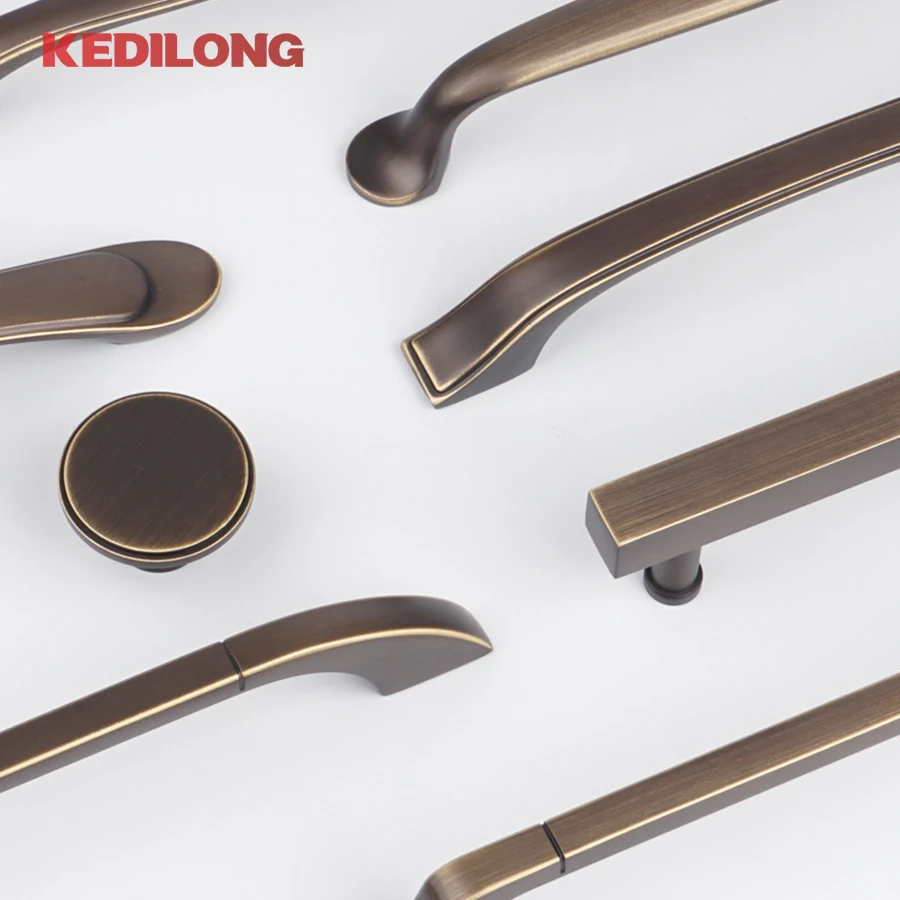 KEDLO Solid brass antique cabinet handle furniture hardware retro drawer pull handle