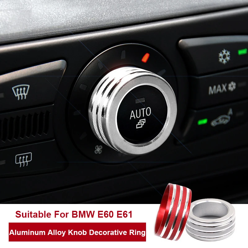 

For BMW Old 5 Series E60 E61 2004-2010 4PCS Car Air Condition Knob Audio Volume Control Button Circle Decoration Trim Ring Cover