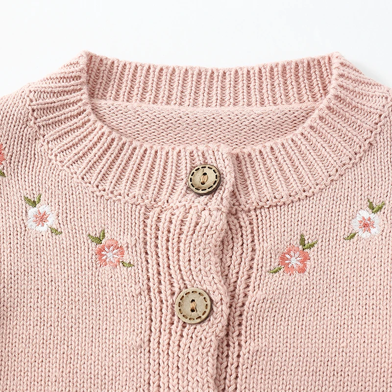 Engepapa Knitted Baby Girls Clothes Suit Embroidered Jacket+Sleeveless Rompers Set Baby Girls Spring Autumn Knitting Clothes