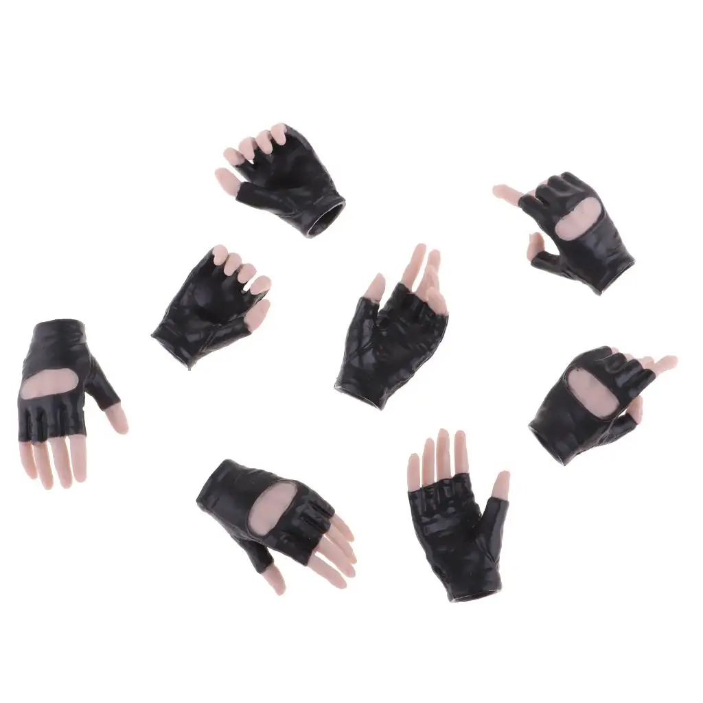 

4 Pairs 1/6 Scale Female Acessories Black Hand Style Gloves for 12'' Doll