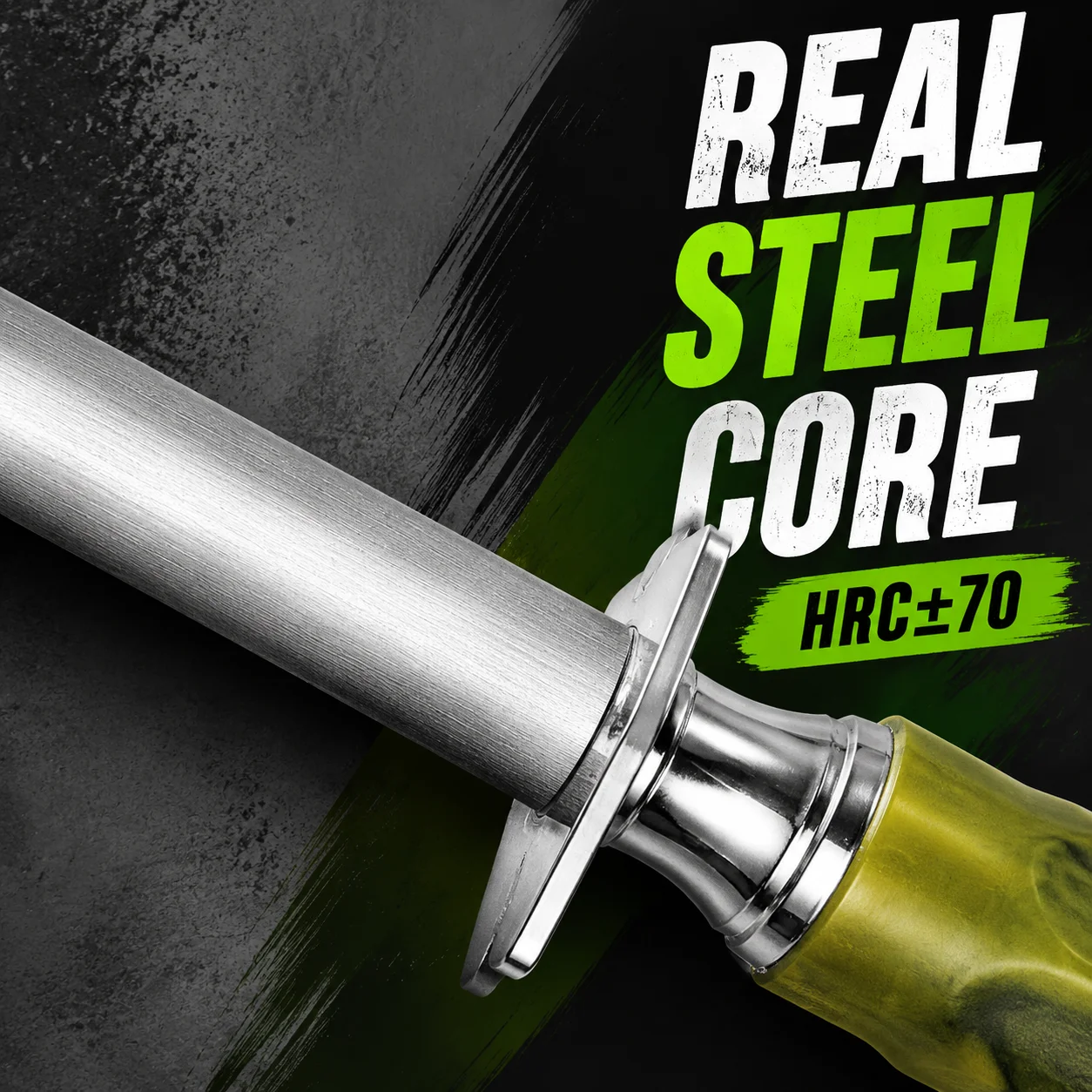 High Carbon Sharpening Rod - 6000-Grit Abrasive Surface, Slaughter Tool With Shockproof Grip For Meat Processing Plants