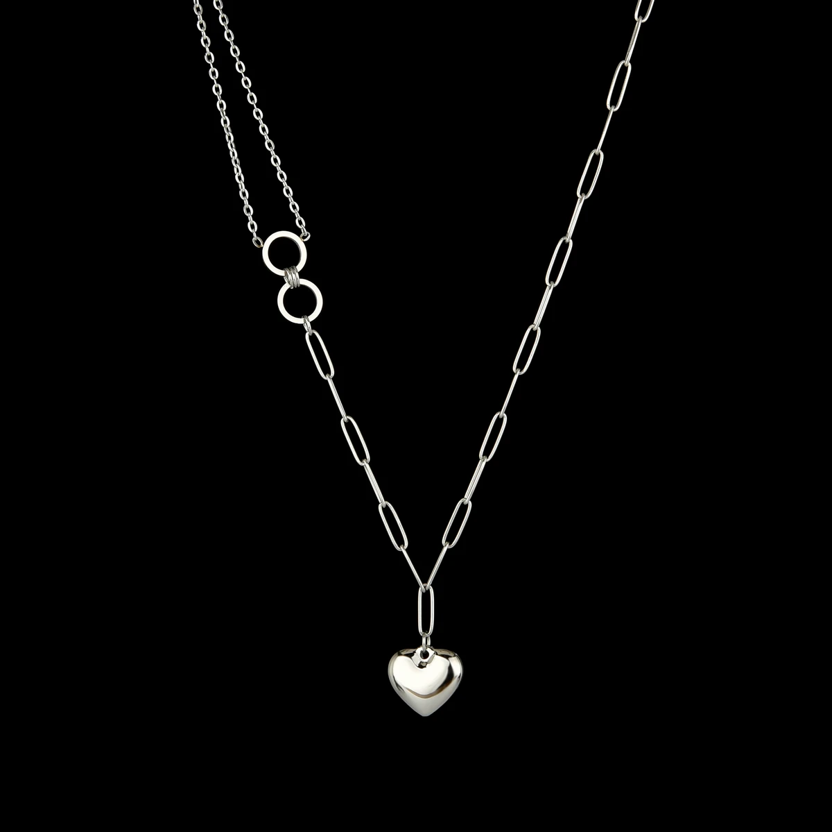 Necklace Personalized Stianless Steel Letter Engrave Heart Round Splicing Chain Necklace Simple For Women Girl Jewelry Gift