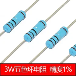 50pcs 3W 3 Watts Metal Film Resistors 1% 10 12 15 18 20 22 24 27 30 33 36 39 43 47 51 56 62 68 75 82 91 K R E Ohm