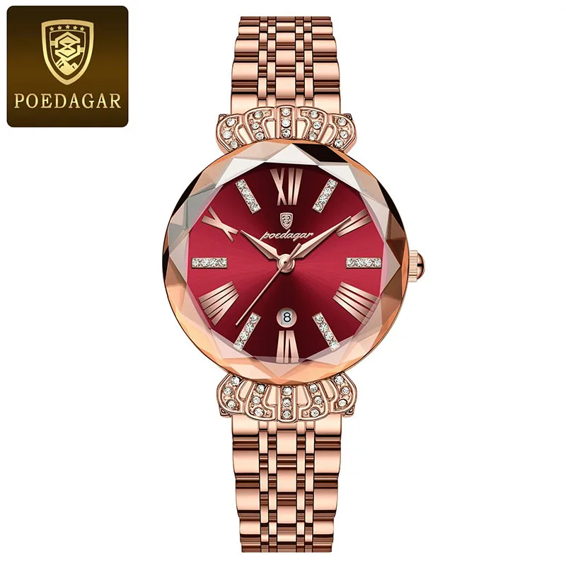 New Diamond Dial Women Watches Top Brand Luxury Style Waterproof Woman Watch 2024 Rose Gold Stainless Steel Calendar Dress Clock