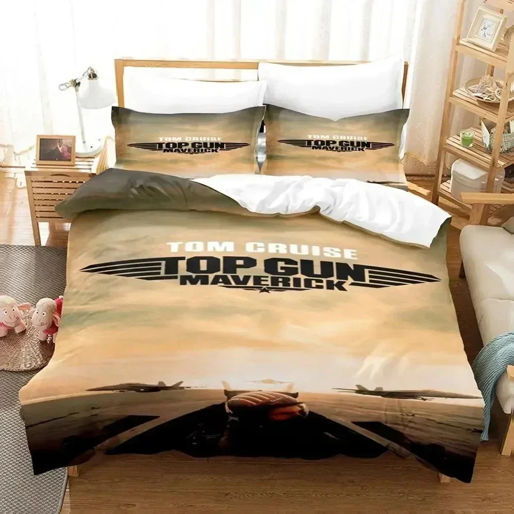 

3D Print Top Gun Maverick Bedding Set Printed With Pillowcase Bed Duvet Cover Soft Queen King Size Bedclothes Home Boys Adult
