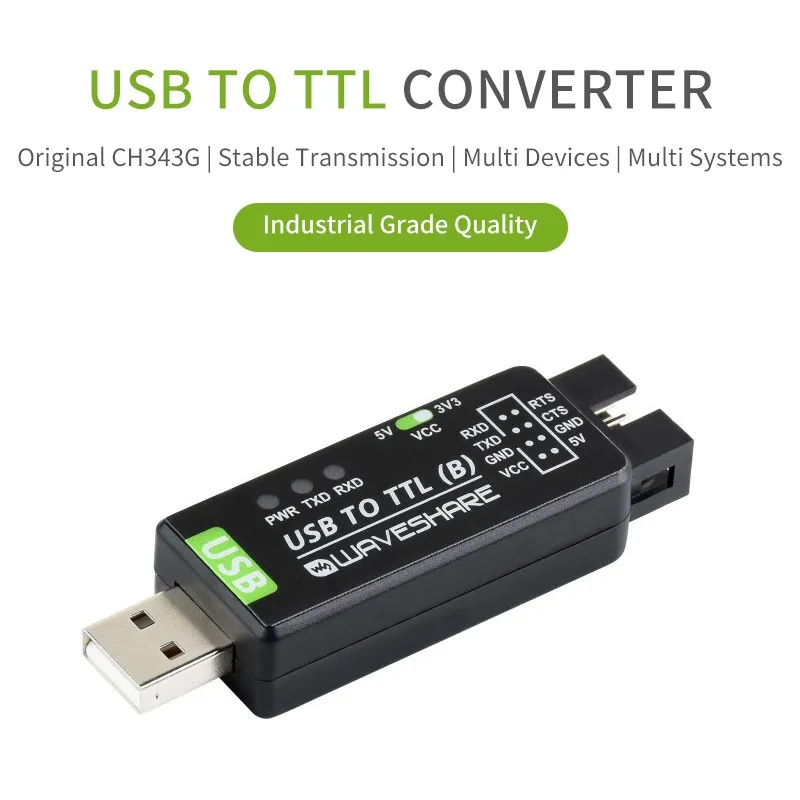 

Industrial USB TO TTL Converter, Original CH343G Onboard, Multi Protection & Systems Support