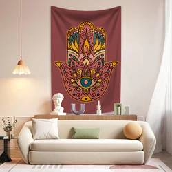 XxDeco Mandala Psychedelic Tapestry Hamsa Hand Of Fatima Printed Boho Home Decor Wall Hanging Bedroom Background Cloth Yoga Mat