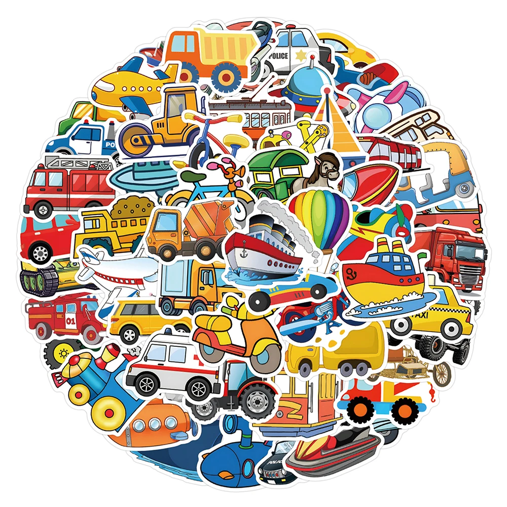 

10/30/55/110pcs Cartoon Transportation Vehicles Stickers Decals for Kids Toy DIY Skateboard Phone Scrapbook Fun Graffiti Sticker