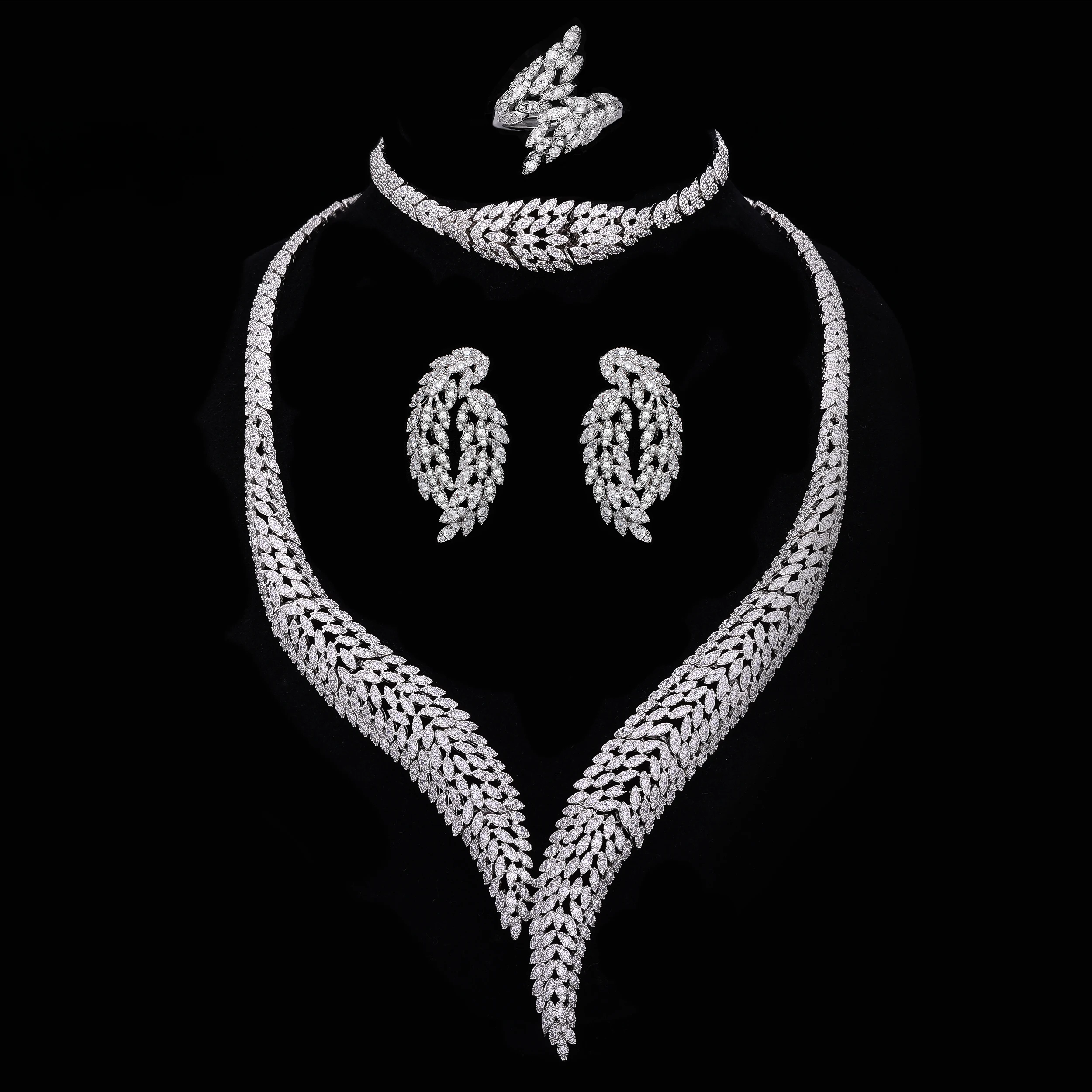 2024 hot selling 4-piece cubic zirconia bridal wedding jewelry set, Dubai, Saudi Arabia women's party banquet jewelry set