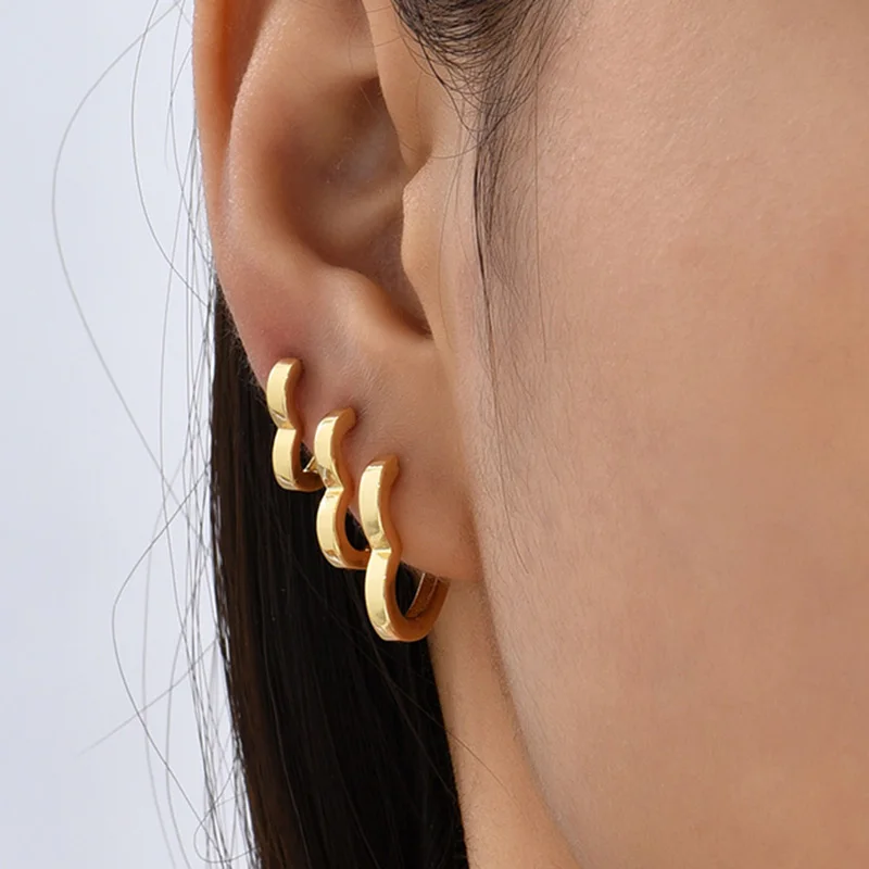 12/14/16mm Fashion Smooth Gold Color Love Heart Hoop Earrings Simple Cute Heart Circle Piercing Earring Buckle Statement Jewelry