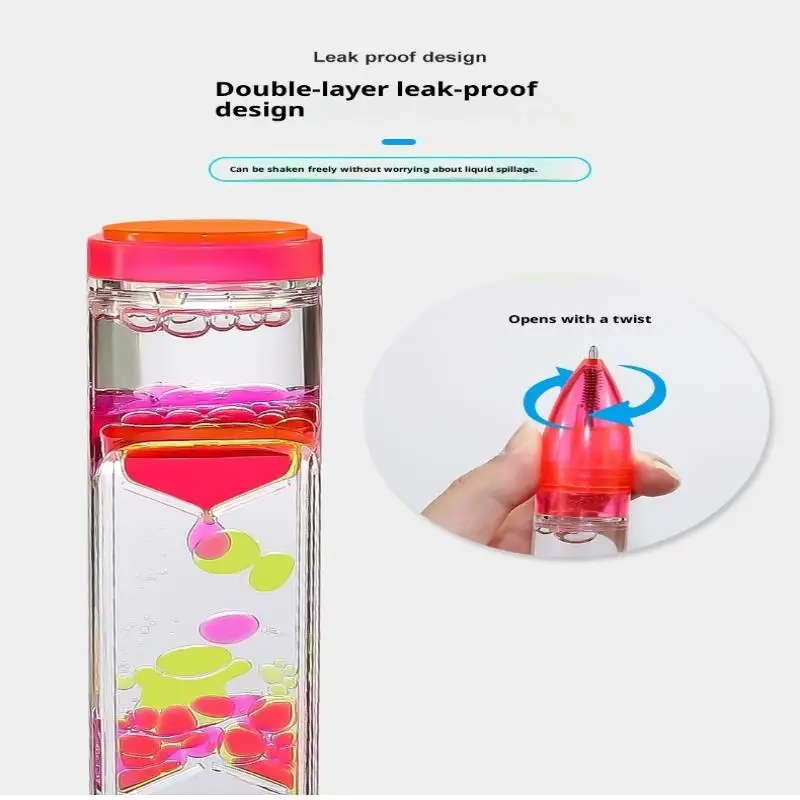 قلم فقاعات الحركة السائلة - قلم حبر جاف قابل للسحب، 6 ألوان، كتابة خالية من التوتر لتخفيف القلق، قلم استرخاء رائع للدراسة/المكتب