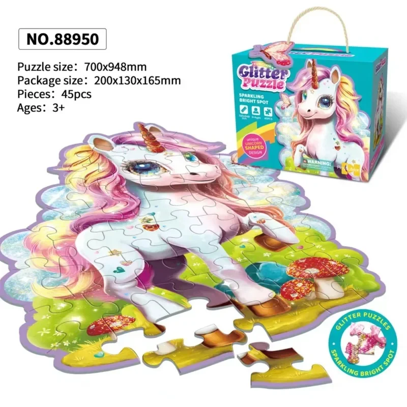 

Unicorn Jigsaw Puzzle for Kids 45-Piece Colorful Learning Toy Preschool Early Brain Development Montessori Gift for Girls