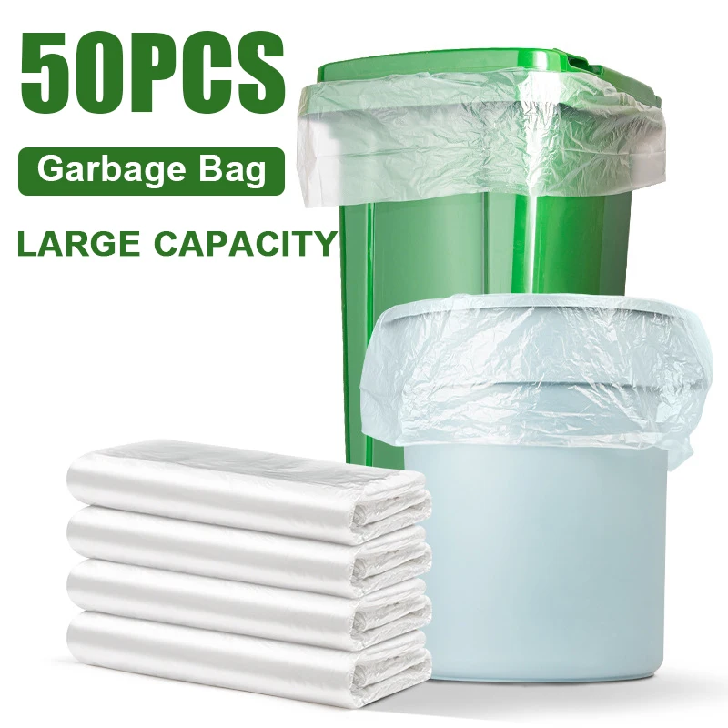 Image of 50PCS Klar Große Kapazität Müll Tasche Transparent Verdickt Einweg Starke Müll Taschen Kommerziellen Großen Mülleimer Liner
