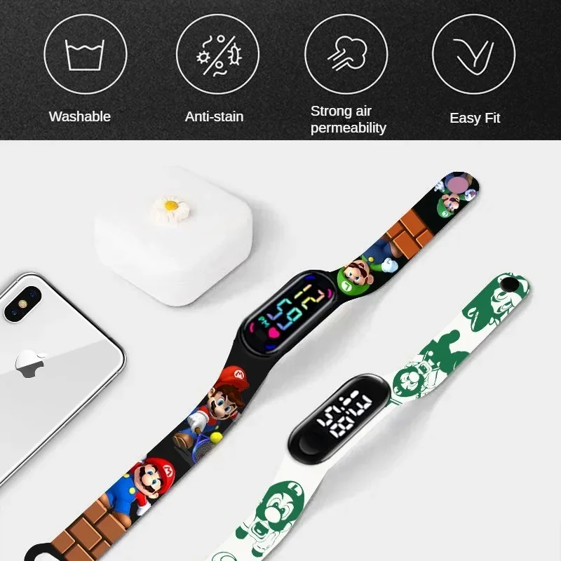 Super Mario Bros Anime Strap for Xiaomi MI Band 7 6 5 4 3 NFC Wristband Cartoon Print Replacement Cute Kid Watchband Accessories