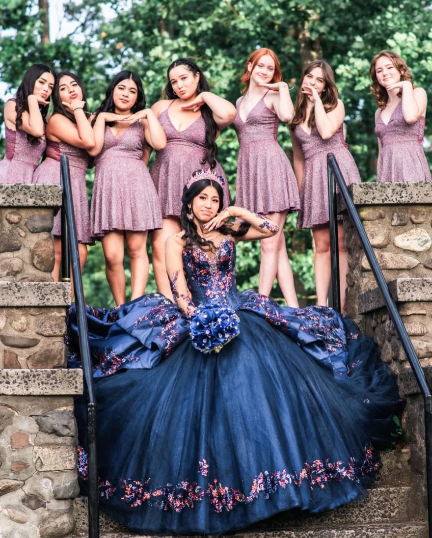 Lorencia-vestido De Baile De Princesa azul real para quinceañera, Vestidos bordados con cuentas De lentejuelas, Vestidos De fiesta para 15 y 16 años, YQD52