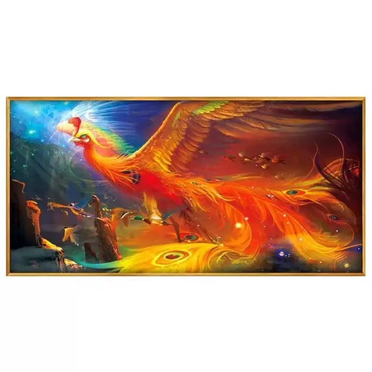 Handmade cross stitch finished product with fire phoenix national style, new landscape, living room, bedroom decoration, hanging