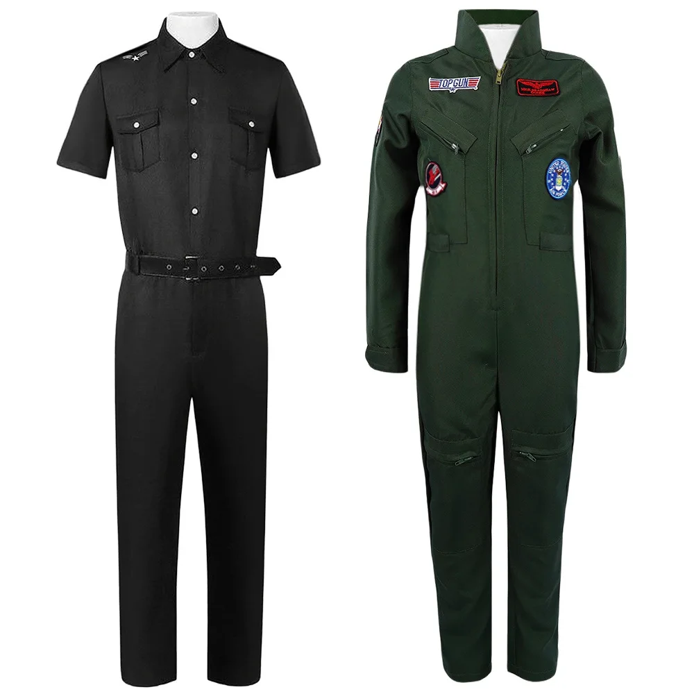 Maverick Costume Halloween Military Jumpsuit Uniform Men Boys Camouflage Pilot Outfit Aviator Army Police Catsuit For Adult Kids
