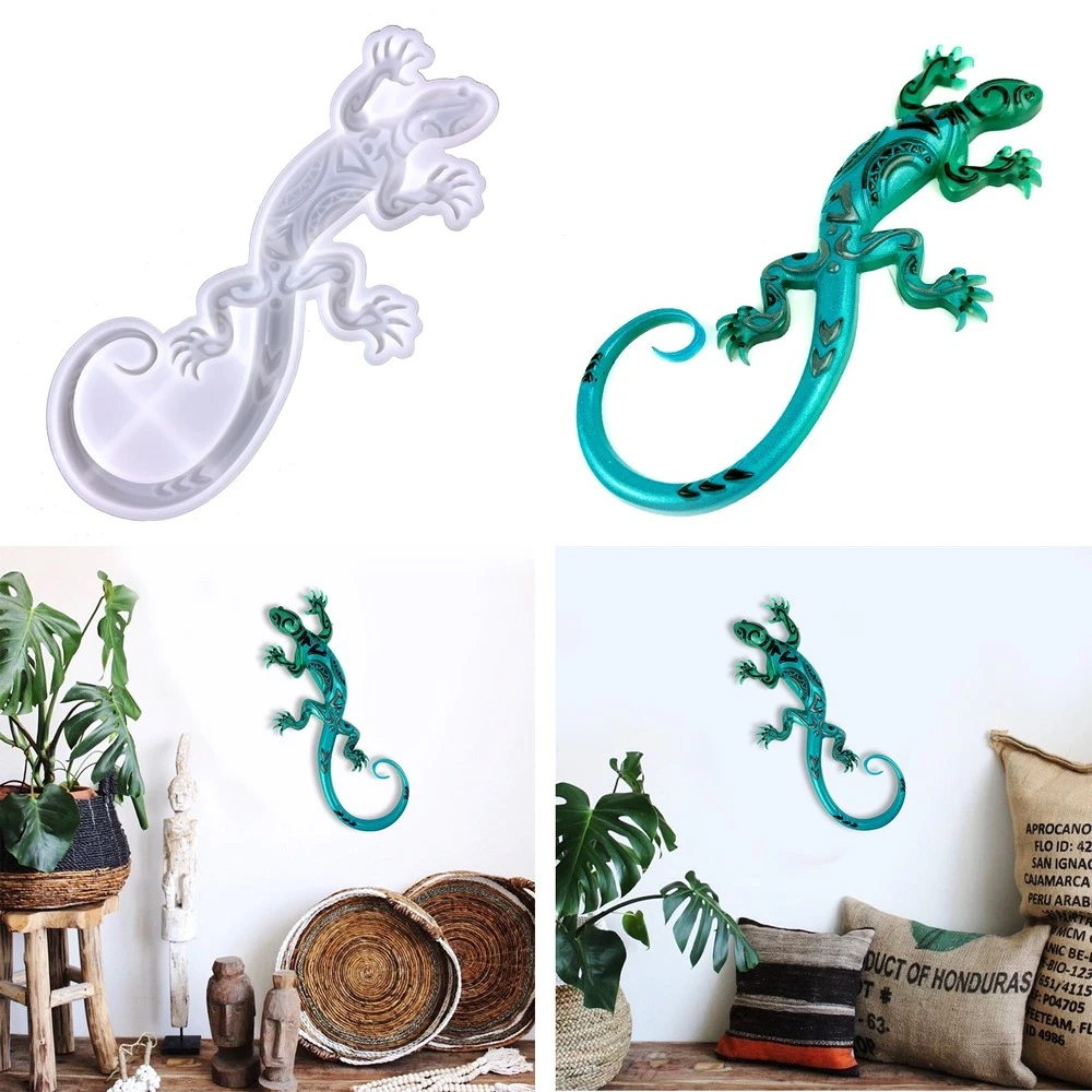 

3D Gecko Epoxy Resin Mold DIY Three-dimensional Realistic Animal Silicone Molds Creative Wall Desktop Cabinets Decor
