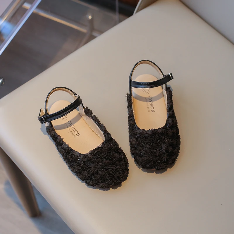 

Girls Half Sandals Kids Princess Flowers Dress Shoes Fashion Simple Summer Children Flat Mary Janes Shoes for Party Wedding