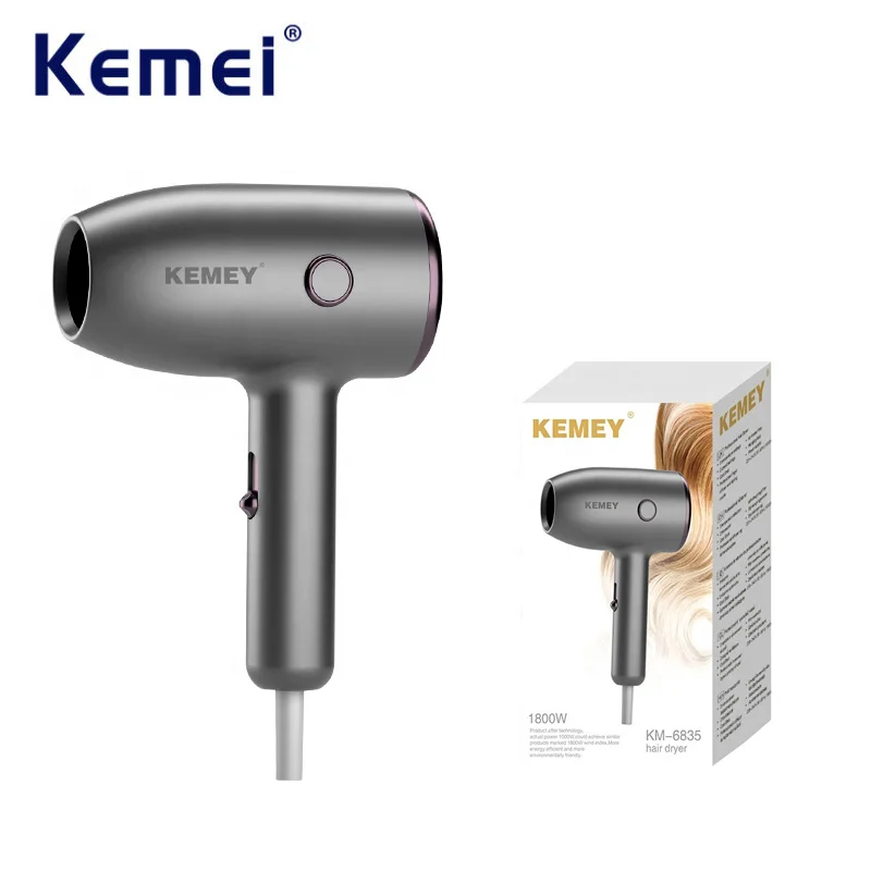 

Kemei KM-6835 Профессиональный фен, фен с высоким воздушным потоком, легкий портативный компактный фен для домашнего использования, мощность 1800 Вт