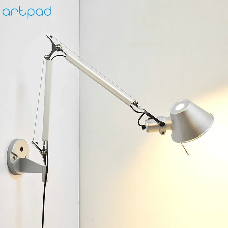 

Artpad Modern Minimalist Flexible LED Arm Wall Lights AC90-260V Silver/Black Eye Protection Bedroom Bedside Wall Lamp Fixture