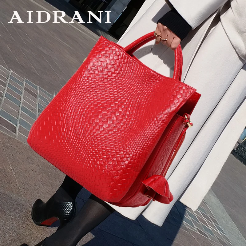 

Модная женская сумочка Aidrani из натуральной кожи, вместительная Роскошная плетеная Сумка из мягкой воловьей кожи