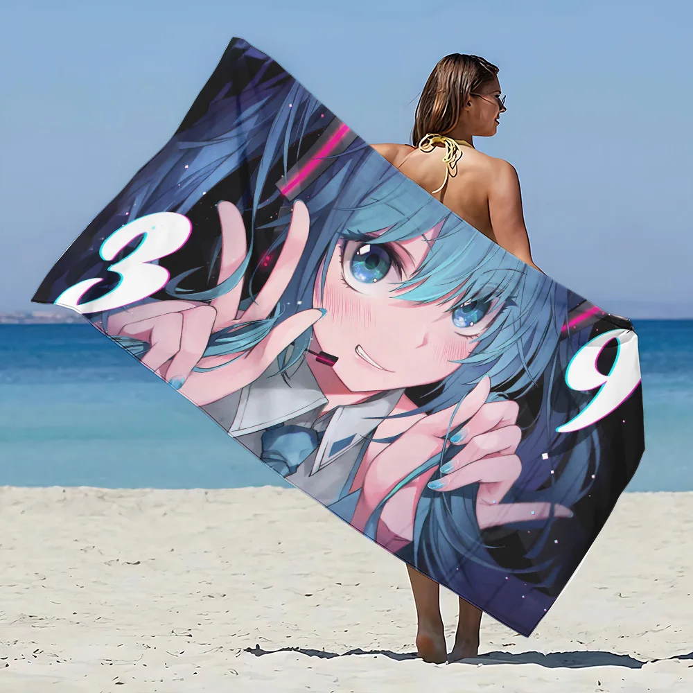 Anime Girl H-HatsuneS M-Miku Beach Towel Microfiber Sand Quick Dry Soft Sandproof Pool Towels for Women Travel Shower Camping