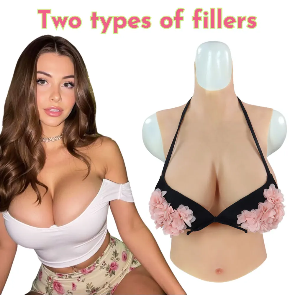 Realistic Silicone Breast Forms Half Body Breastplate C/D/G/H Cup  for Crossdresser Transgender Drag Queen Fake Boobs Huge Tits