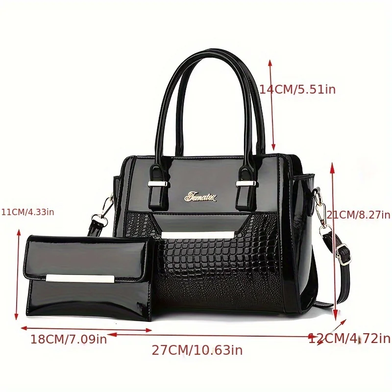 Timeless Solid Color Womens Bag Set - Fashion-Forward Texture, Versatile Shoulder Bag with Top Handle, Chic Clutch & Long Wallet