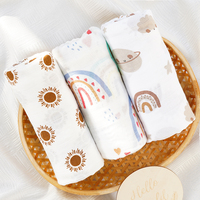 Kangobaby #My Soft Life# 3pcs Set Hot Selling Bamboo Cotton Baby Muslin Swaddle Blanket Newborn Wrap Infant Quilt 120x110cm