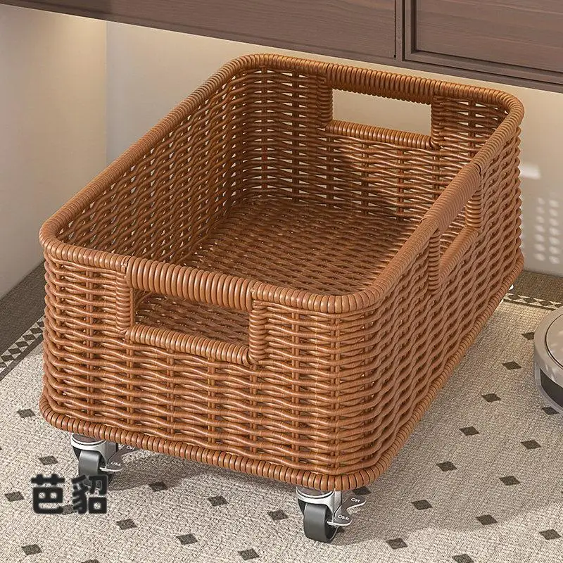 

Bathroom Creative Storage Basket Dirty Clothes Basket Small Cart Bathroom Organizer PE Material Home Use Dirty Laundry Basket