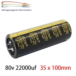 35x100mm 2pcs 80v 22000uf black Audio Electrolytic Capacitor For Hifi Amplifier Low