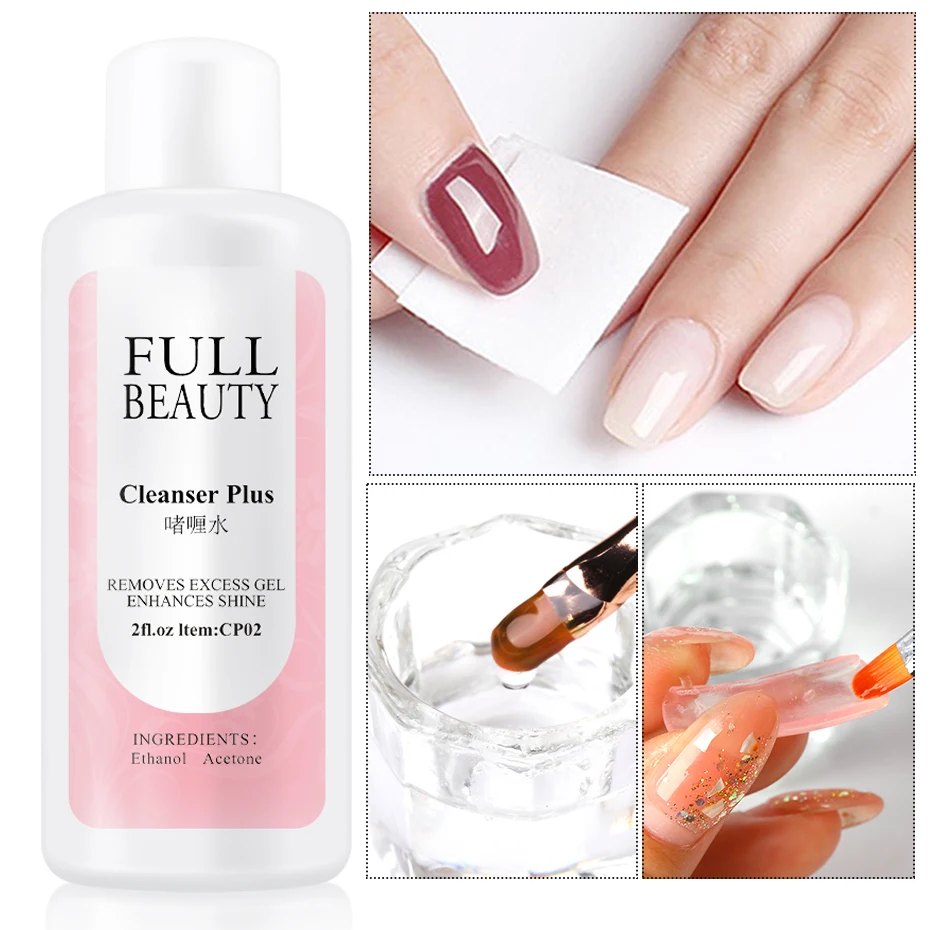 60ml Surface Sticky Layer Nails Degreaser Solution Excess Gel Nail Polish Remover Liquid Cleanser Plus Manicure Solvent Tools