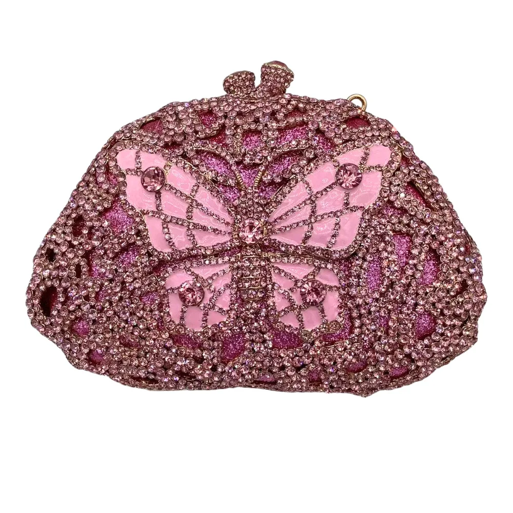 Butterflydiamondclutchbag Diamond-encrusted Metal Diamond Clutch Bag Three-dimensional Bag Type Rhinestone Purse Luxury Handbags