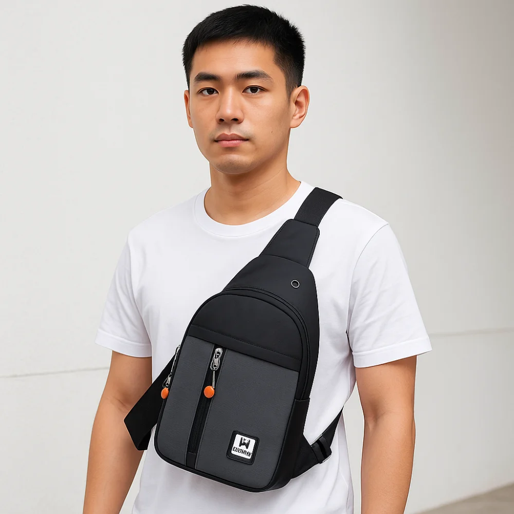 

Oxford Cloth Men's Chest Bag Multipocket Single Shoulder Outdoor Waist Bag Large Capacity Adjustable Strap Sports Walking Bag