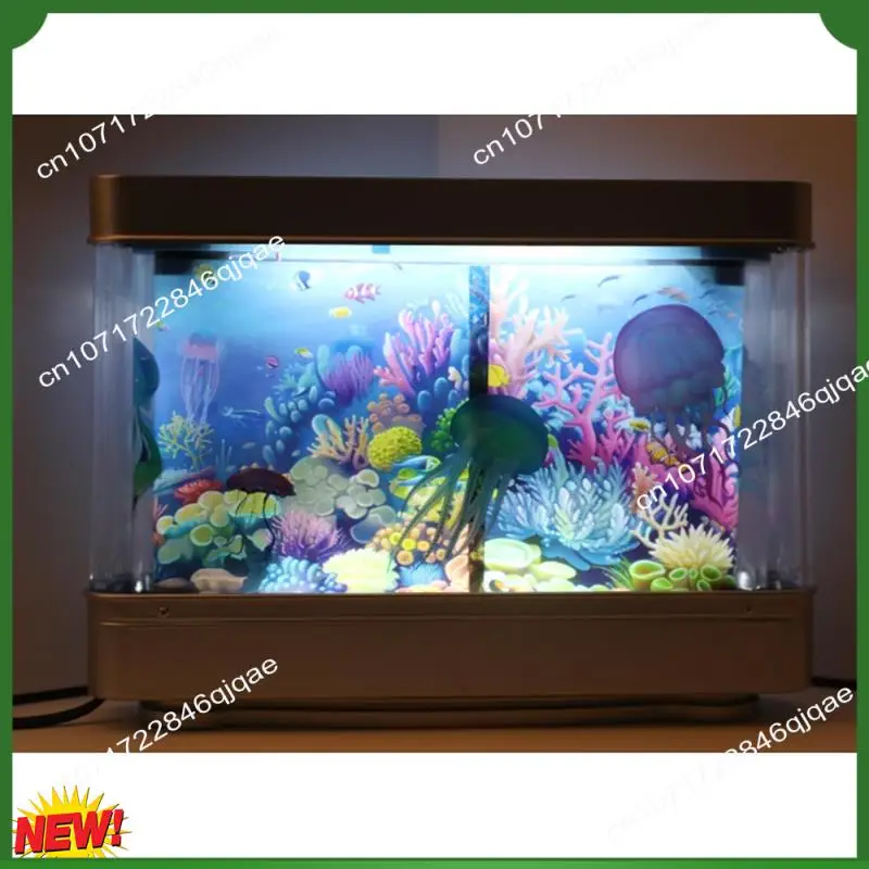 

A48I Simulated Fish Tank Lamp Aquarium Tank Decorative Night Light Virtual Ocean Dynamic LED Table Lamp Room Decor