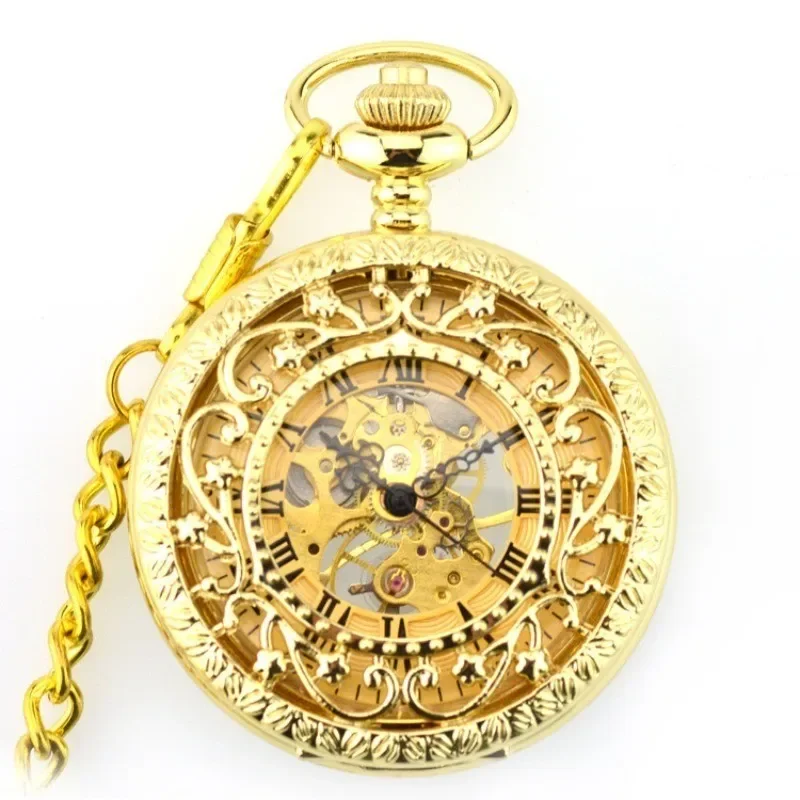 

Pocket watch new openwork carved flip mechanical pocket watch retro necklace watches for men and women