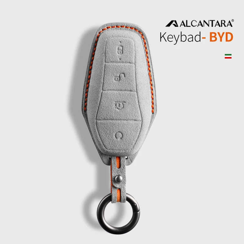 For BYD EA1 Han EV Qin Song Plus Dmi Yuan Plus Tang Atto 3 EV Alcantara Leather Key Cover Keychain Key Case for Car Accessories