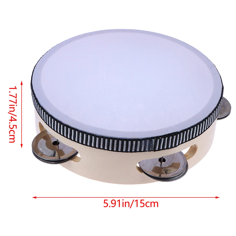 Pandereta de madera de 15cm para niños, instrumento Musical de percusión de mano, juguete educativo, 1 ud.