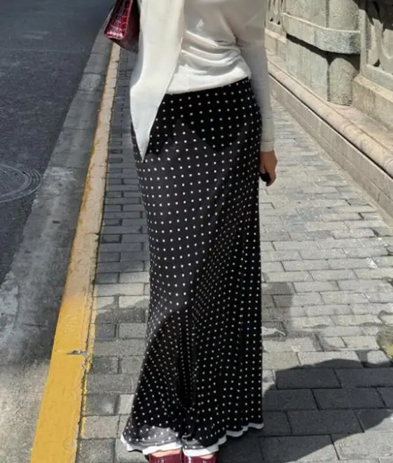 الخريف أزياء البولكا نقطة ضئيلة تنورة للنساء مزاجه التنقل الإناث أنيقة التنانير الحلو #3