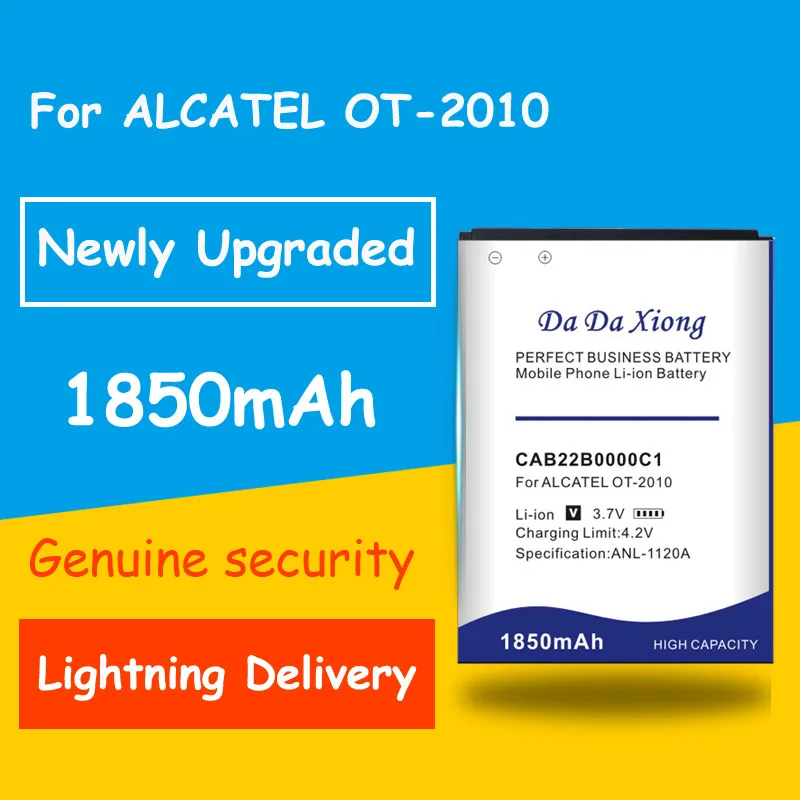 

Аккумулятор для ALCATEL One Touch, 1850 мАч, CAB22B0000C1, CAB3010010C1, OT-2010, OT-2010D, OT-2010X, 665X, 1010D,1030D,2012D