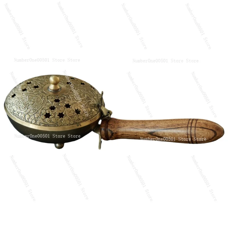 

Modern Chinese Brass Incense Burner Hand Carved Openwork Design for Home Altar Desk Decor