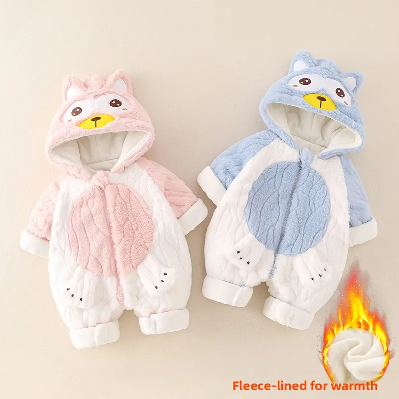 

Thiened Winter Outfit for Babies Plu Jaet Cute Newborn Outfit Thin Cotton Rer for Boys And Girls High Waist Long Pants