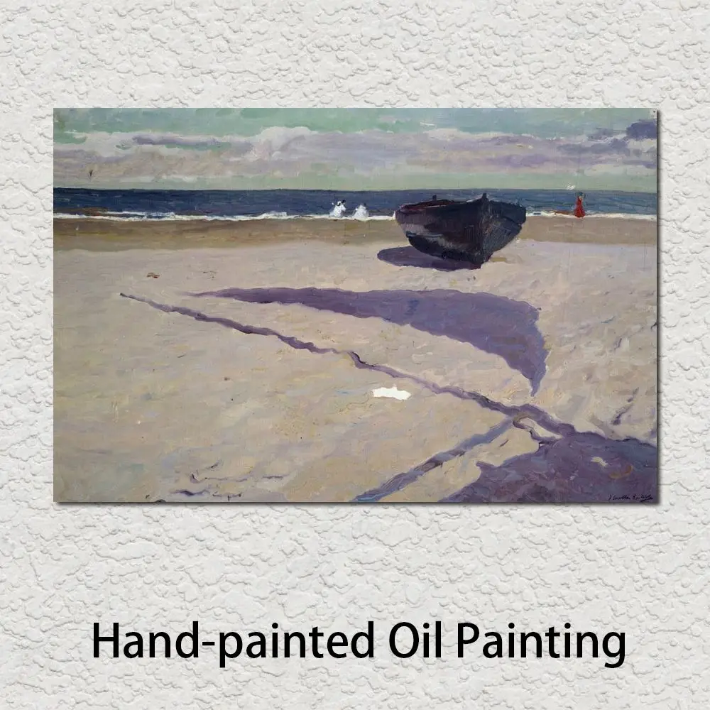 Lienzo de playa en Valencia hecho a mano, pintura moderna de Joaquín Sorolla y Bastida, obra de arte de paisaje marino, decoración de sala de estar, alta calidad