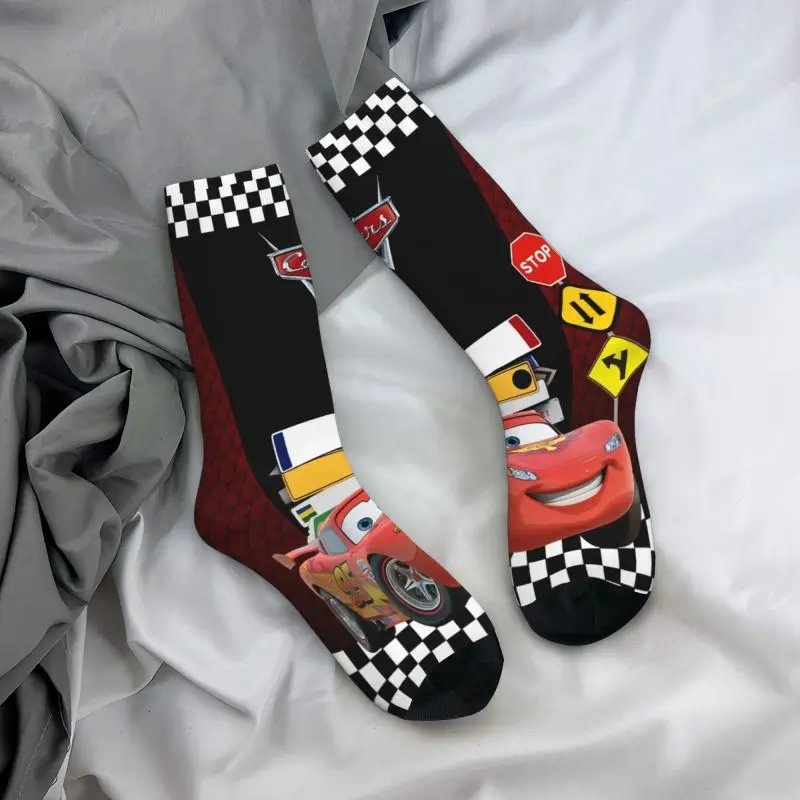 Fashion Lightning McQueen Racer Socks Women Men Warm 3D Printing Cartoon Cars Basketball Sports Socks